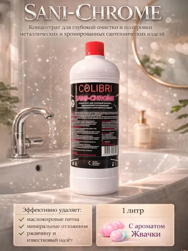 Colibri SANI-CHROME — очиститель сантехники и хрома, 1 л Colibri SANI-CHROME — очиститель сантехники и хрома, 1 л