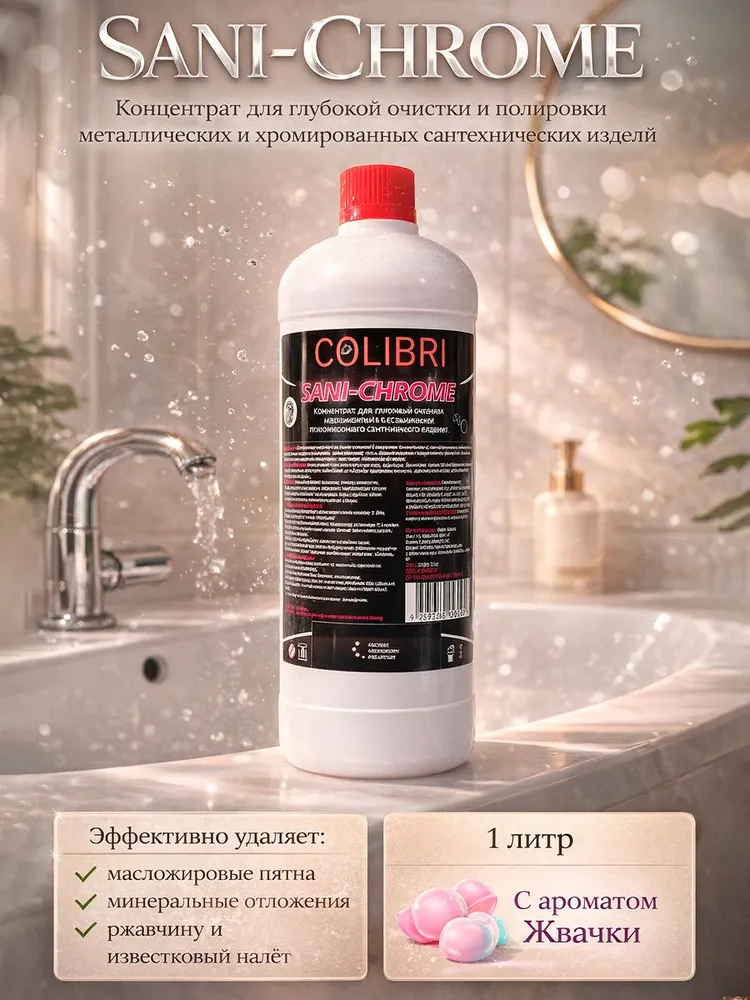 Colibri SANI-CHROME — очиститель сантехники и хрома, 1 л